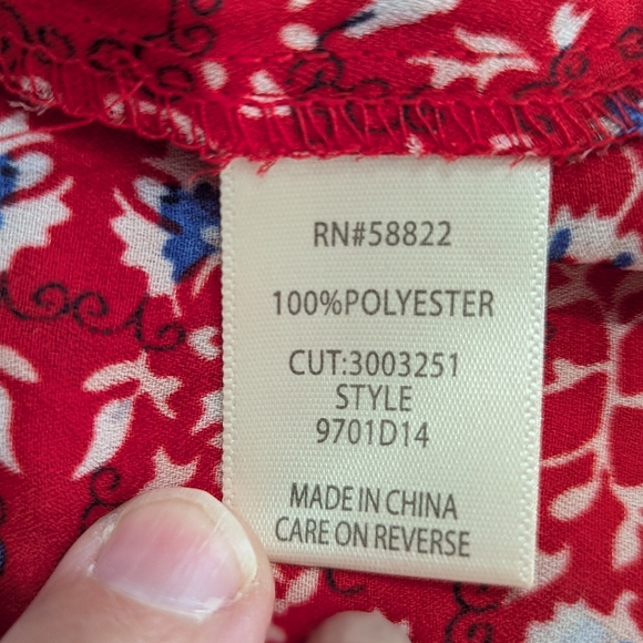 Max Studio high low cherry red blue white floral skirt size XL - NWT - Picture 8 of 8